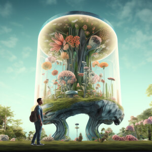 Create an ultra high resolution 3D image featuring a man and a w...