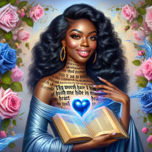 Create an image of an ultra-light-skinned African-American woman...