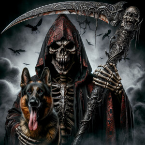 Create a high-resolution image at 225 DPI of an intricate, macab...