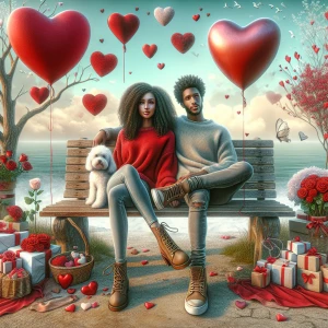 A 4K detailed romantic digital airbrush scene with an Afro Latin...