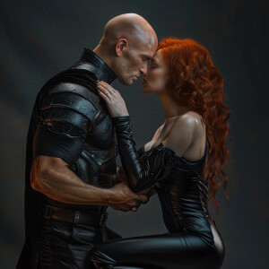 A photorealistic high resolution image. Light ginger haired fema...