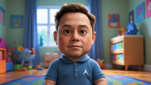 baby Elon Musk in children room, character have real face, use p...