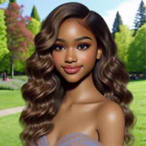 3D image of a LIGHT SKIN young African American girl whose stand...