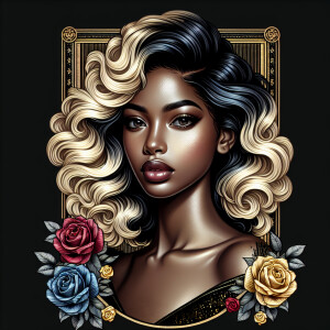 Create a vertical 3-D portrait of a light-skinned African-Americ...