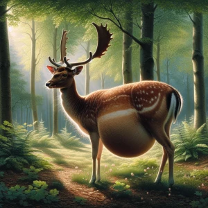 A deer with so much of fur all over its body and it is pregnant