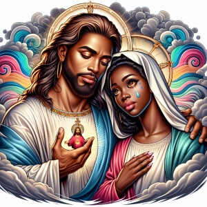 Ensure that the image distinctly represents both Jesus Christ an...