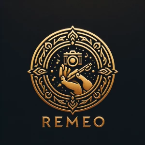 A fancy well-designer golden-coloured logo bearing my name "ROME...