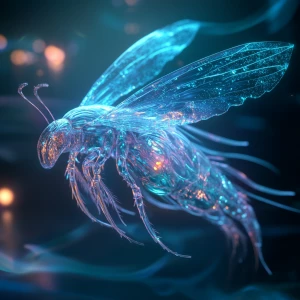 A 2.5D rendering of an alien hybrid—part crystalline insect, par...