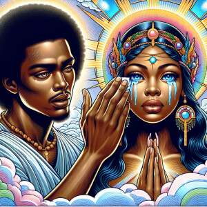 Ensure that the image distinctly represents both Jesus Christ an...
