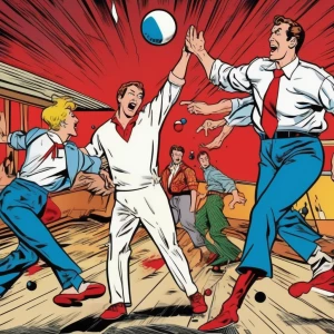 A bowling pin getting its revenge on the people throwing balls a...