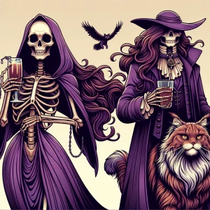 Digital Art, The cartoon character Skeletor, beautiful woman, ab...