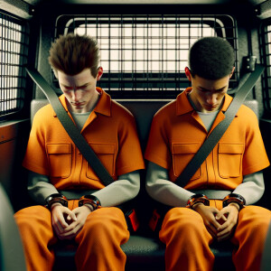 Create an ultra-realistic image featuring two Caucasian males, a...