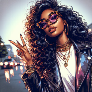 A glossy, ultra-realistic digital airbrush illustration of an Af...