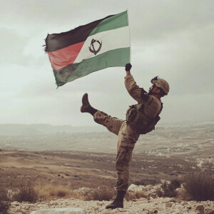 Idf soldier kicking the Palestine flag!