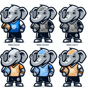 elephant with sport t shirt and wear batik cloth with pucok nila...