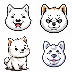 mascot white shiba  dog slim face