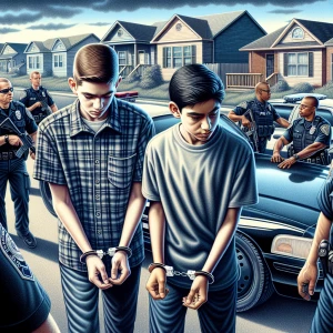 Image of two handcuffed 15-year-old ultra realistic image of Cau...