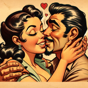 Um casal (homem e mulher) trocando afeto, carinho, beijos, abraç...