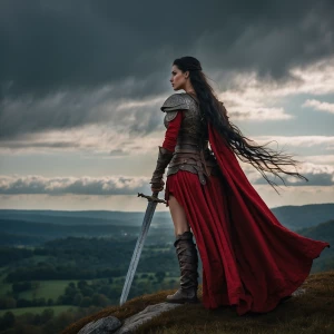 Create an image of Freya, the Norse goddess, embodying strength...