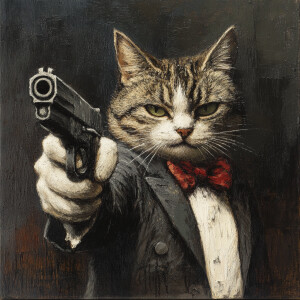 cat with a gun