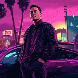 Elon Musk in GTA art style — — highly detailed character portra...