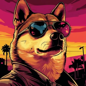 MEME DOGE in GTA art style — Gegen — in the style of a Grand The...