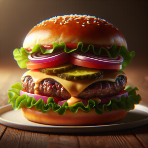 Нарисуй сочный вкусный бургер