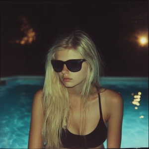 blonde girl Polaroid photo circa 2008 nightlife middle-school po...