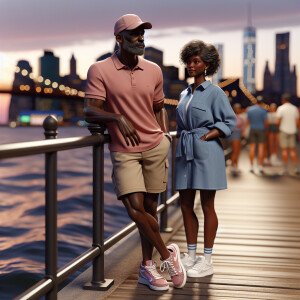 3D image of an attractive 50 year African American couple, they...