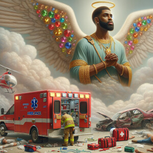 Create a realistic 3D oil painting depicting a scene of emergenc...