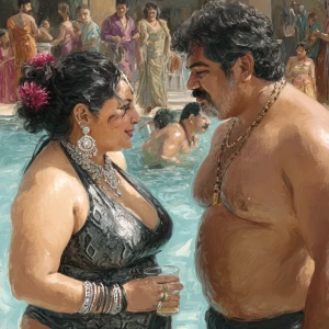 realism,digital painting  . a punjabi  villain  curvy mother in...