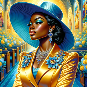 A spiritually enriching illustration portrays an African America...
