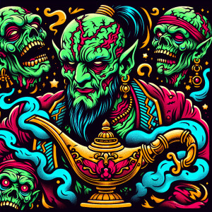 Zombie genie in an new school tattoo style
