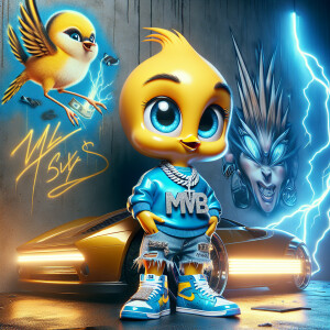 create an airbrush 3d realistic glossy tweety bird wearing diamo...