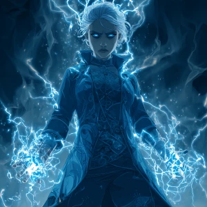 A powerful superhero character in a futuristic outfit, wearing a...