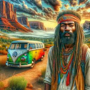 airbrush style: Volkswagen landscape create a realistic image of...