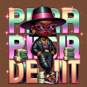 Design a chibi digital illustration featuring an African America...