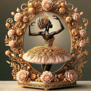 Imagine a delicate jewelry box adorned with ornate golden filigr...