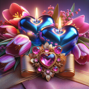 "Create a digital image of a romantic and luxurious Valentine's...