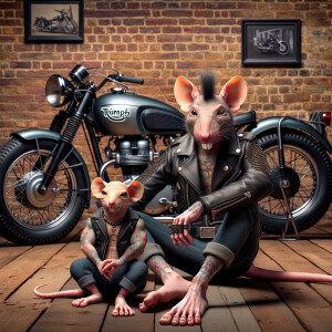 CGI style image. 2 characters. Male and female anthropomorphic h...