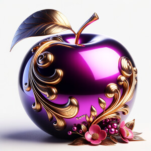 Envision a lustrous, oversized apple with a surface that gleams...