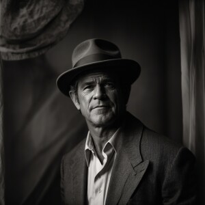 Mel Gibson, filme noir, foto de corpo inteiro, [foto em preto e...