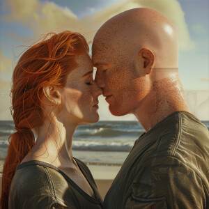 A photorealistic high resolution image. Light ginger haired fema...