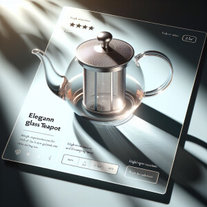 Create a product card for a glass teapot
