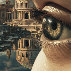 Reflection Of Ancient Rome In a big eye 3D motion graphics award...