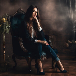A beautiful woman slouching in a chair