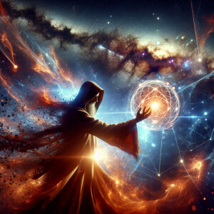 In a mystical realm beyond our reality, an enigmatic sorcerer sh...