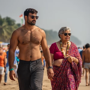 A 30 year old muscular beefy sweaty indian criminal son-in-law w...