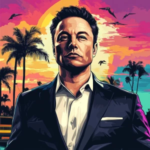 Elon Musk in GTA art style — — in the style of a Grand Theft Au...