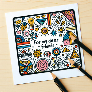 Привет. Нарисуй креативную квадратную открытку для друзей